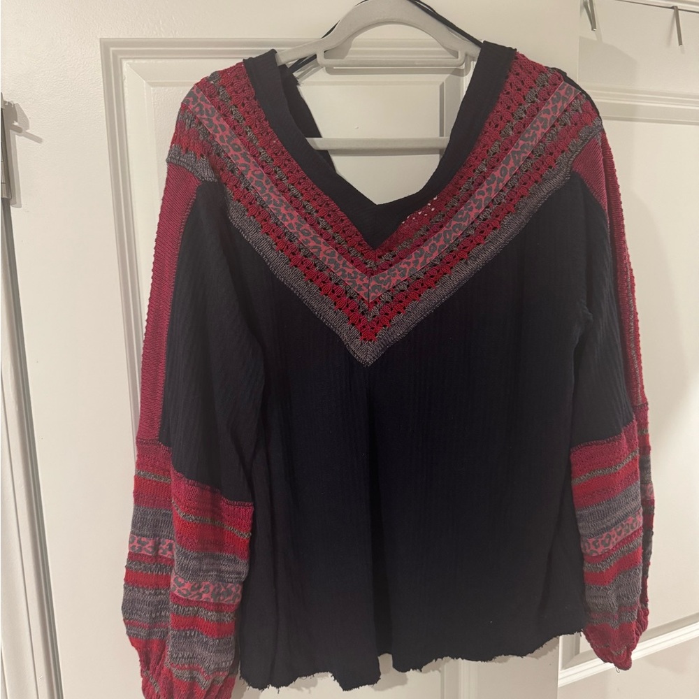 Free People, Large, Women’s Multi Color Knit Long Sleeve Top, EUC